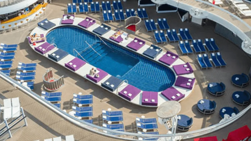 Cruise ship pool deck seen from above
